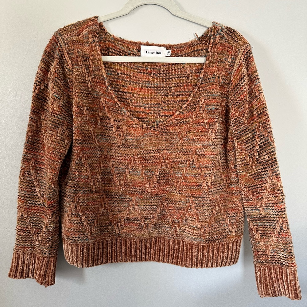 Line and Dot Space Dye cropped knit sweater, XS
